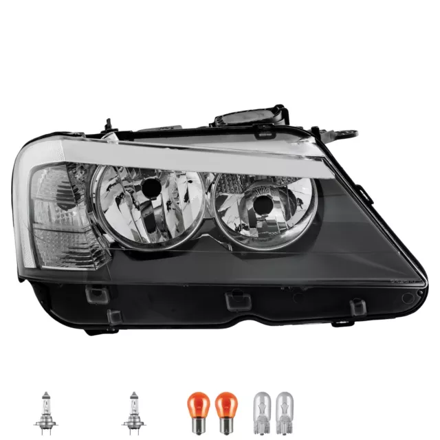 Faro halógeno derecho H7/H7 negro para BMW X3 incluyendo lámparas