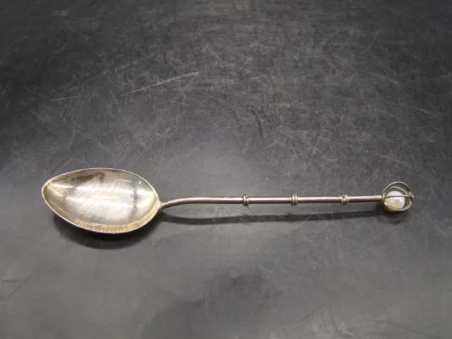 Japanese 1920's nice small spoon with 1 pearl in handle (STERLING JAPAN)  j2791