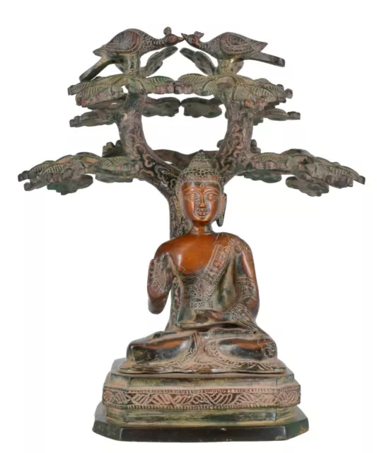 Brass Buddha Statue Blessing Under The Tree Murti for Home Decor