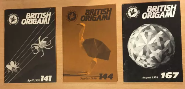 Origami. 3 Magazines British Origami Society. Nº 141, 144, 167 (1990-1994). TBE.