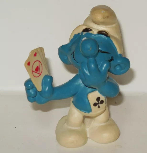 1978 Peyo Schleich Card Player Smurf #20056 PVC figure SMURFS Vintage