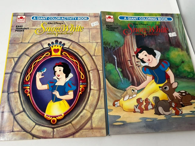 2 SNOW WHITE Seven Dwarfs Golden Disney Coloring Activity Book Vintage ...