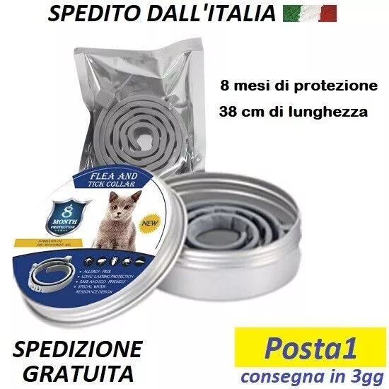 Collare antiparassitario pulci e zecche antipulci per gatto da 38cm