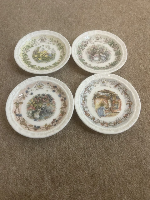 4 X BRAMBLY Hedge Spring, Summer, Autumn & Winter Royal Doulton China ...