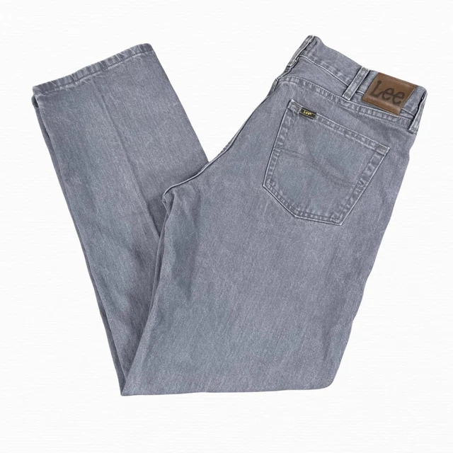 Lee Relaxed Fit Jeans 34x31.5 Mens Gray Faded Denim Dark Wash