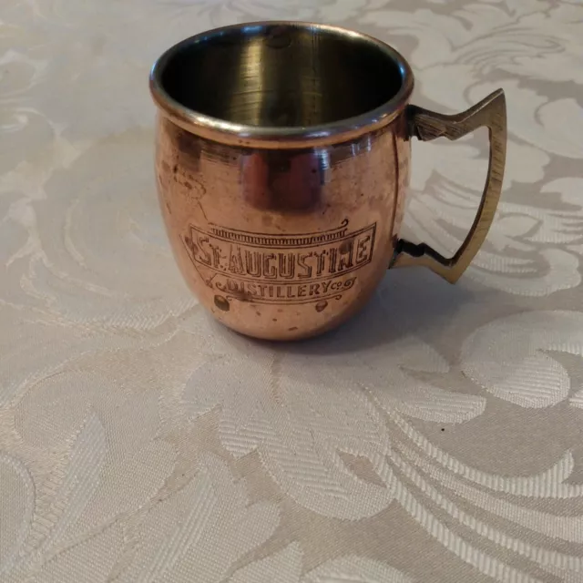 Moscow Mule Mug St. Augustine Branded Copper Brass Handle Monogram Cup