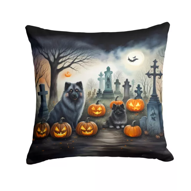 Keeshond Spooky Halloween Fabric Decorative Pillow DAC2047PW1414