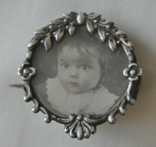 Broche Décorative Fleurs Signée J.Lory - Fin 19e Début 20e, Laiton, Peinture Sur Papier, Occasion