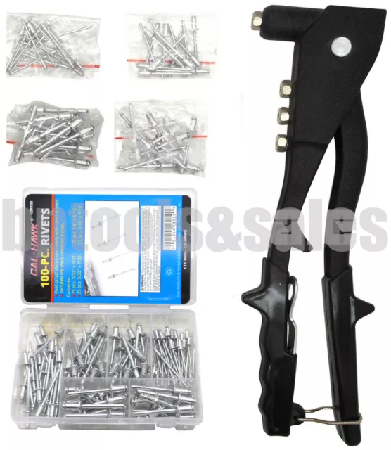 160pc POP RIVETER GUN SET BLIND RIVET HAND TOOL KIT GUTTER REPAIR HEAVY DUTY