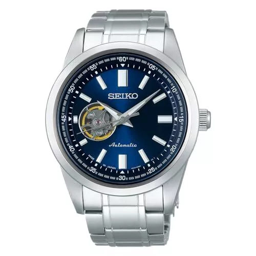 Seiko SCVE051 Silver blue Automatic Mechanical Skeleton Stainless Men's Watch