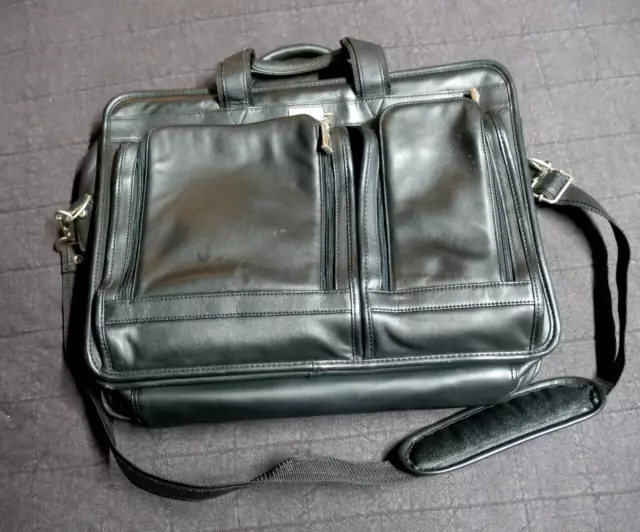 US LUGGAGE NEW York XL Leather Briefcase Luggage Carry Bag Black 28.83 PicClick UK