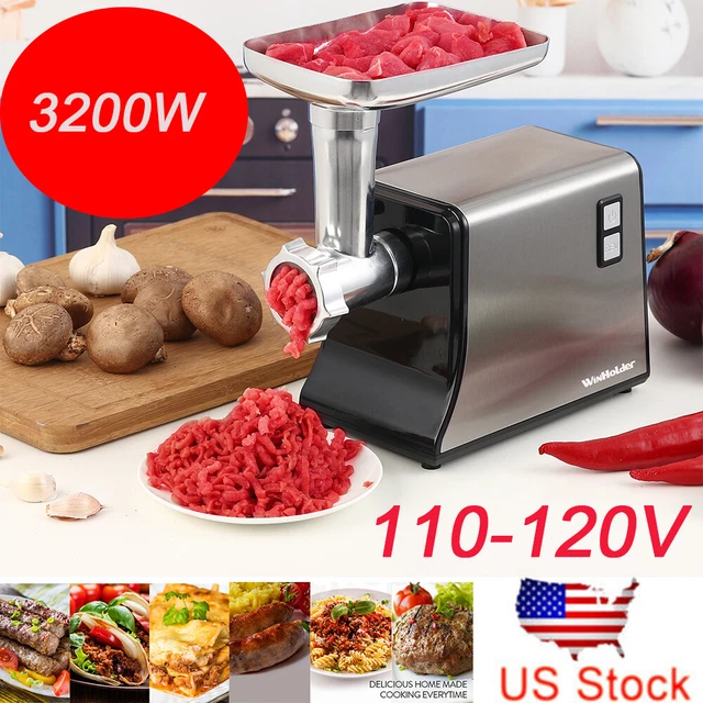 3200W White Electric Food Meat Grinder Mincer Sausage Maker Stainless Steel USA