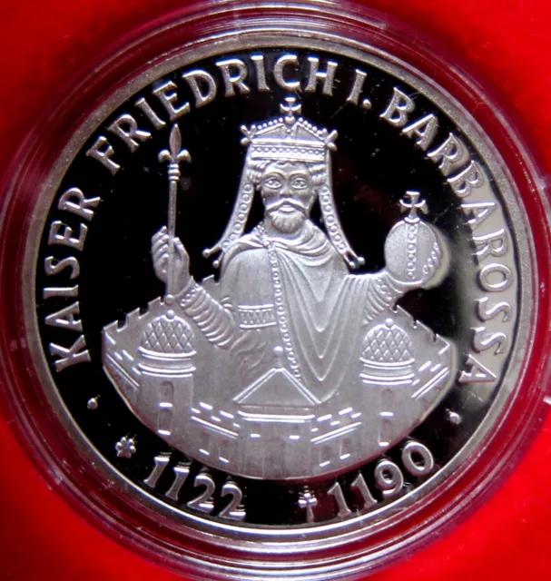 10 DM – Gedenkmünze 1990 F – 800. Todestag von Kaiser Friedrich I