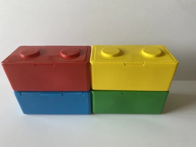 Chubs Stackable Lego Containers Lot Of 4 Red Green Blue Yellow