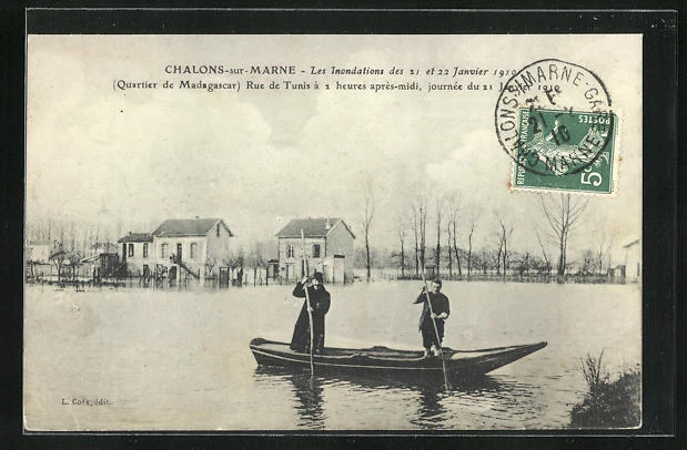 CPA Chalons-sur-Marne, Les Flundations, flood 1910 1910