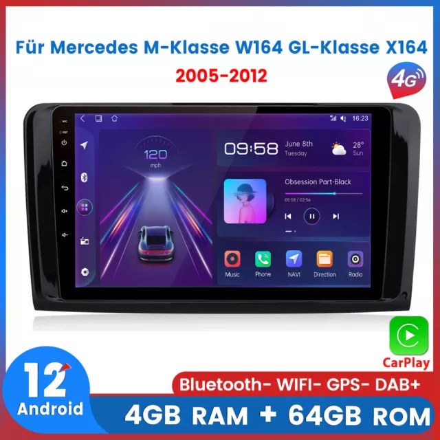 8-Kern Android12 Autoradio GPS DAB+ DSP 64GB Für Mercedes ML/GL-Klasse W164 X164