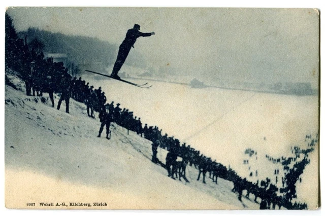 CPA Suisse Sports d'hiver saut à Ski animé