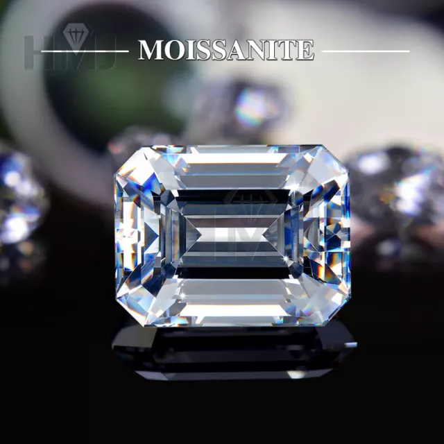 Super White D VVS1 Moissanite Stone Emerald Cut Loose Gemstones With Certificate