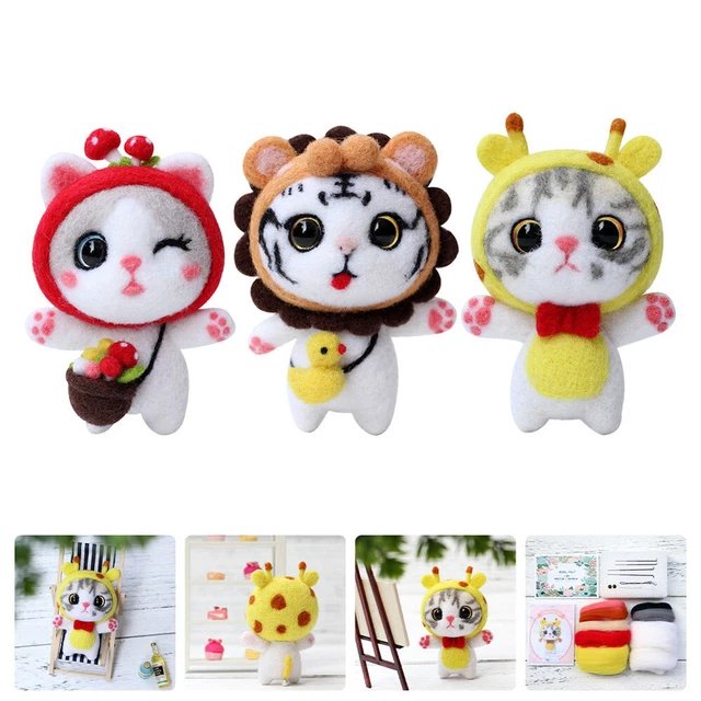 3 juegos de animales lana fieltros kits aguja fieltros hágalo usted mismo animal aguja fieltros aguja