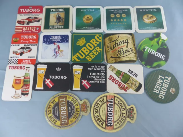 Lot de 17 SOUS BOCK différents TUBORG PILS  beer mats bierviltje Bierdeckel C84