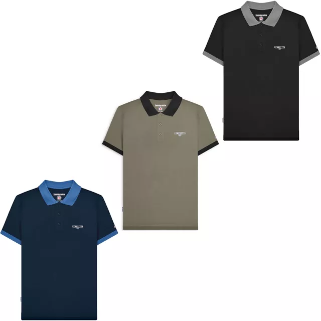 Lambretta Herren Originals Kontrastkragen kurzärmelig Baumwolle Poloshirt Top