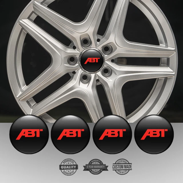 Set of 4 Silicone Center Wheel Cap Stickers ABT Emblem Logo Decals Rims