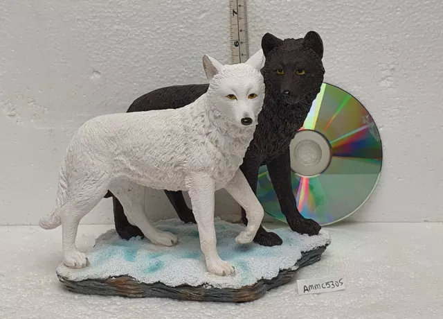WHITE SNOW WOLF & BLACK WOLF PAIR STANDING from the STUDIO COLLECTION, WOLVES