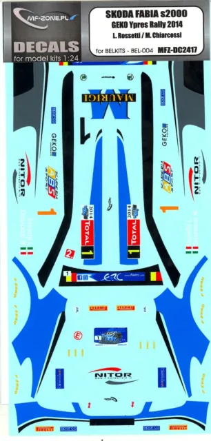 MF Zone Decals 1/24 SKODA FABIA S2000 GEKO Ypres Rally 2014