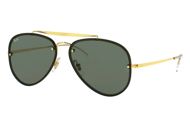 Ray-Ban Blaze Aviator Sunglasses, Gold Frame, G-15 Green Lens, 58mm