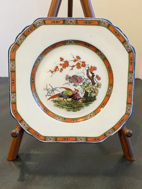 VTG Old Wedgwood Imperial Porcelain Octagonal Plate Birds & Flowers. Handpainted