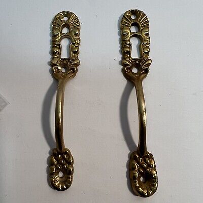 Pair of Eastlake Solid Brass Escutcheons w/attaching hardware New Old Stock 50’s