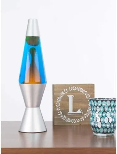 Lava® Lamp 14.5'' Orange Wax/Blue Liquid/Silver Base & Cap [New ] Decor, Lamp 3