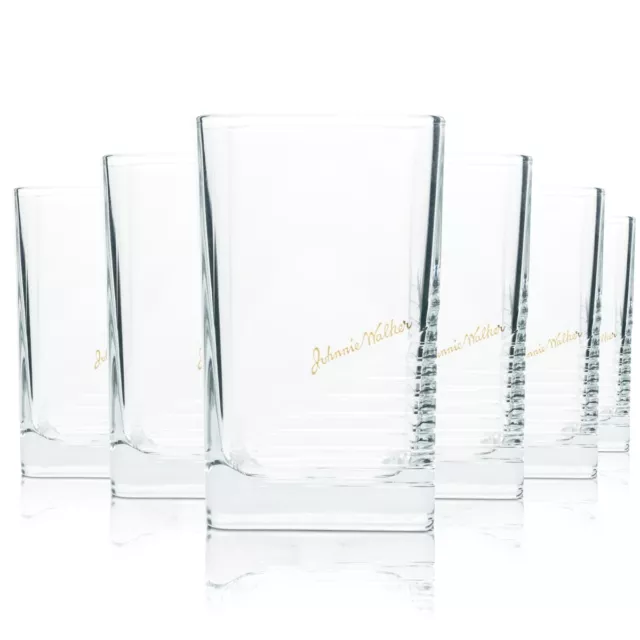 6x Johnnie Walker Whiskey Glas 0,3l Tumbler Relief Kontur Gläser Ice Longdrink