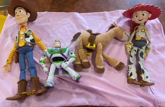 4pcs Toy Story Woody Cowboy Jessie Buzz Lightyear Bullseye Action Figures Decor