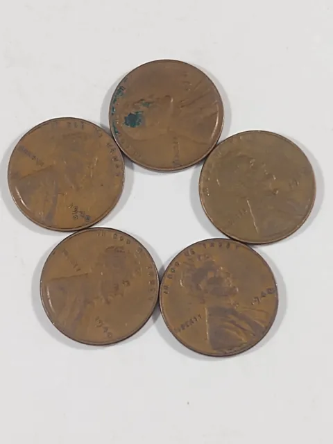 Lincoln Wheat 1 Cent Penny Vintage us Coin Currency Lot (1940-4)