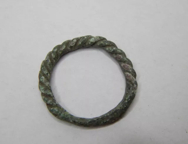 Ancient Bronze Twisted Ring d -17,5 mm, Viking Age.