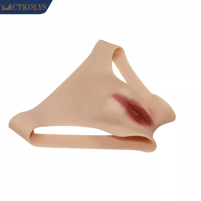 CTKOLYS Crossdressing Silicone Thong Conjoined Channel Fake Vagina Panties