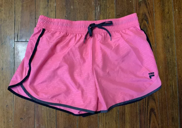 Women's FILA Shorts Sz L Pink Running Jogging Gym Sports drawstring EUC lined