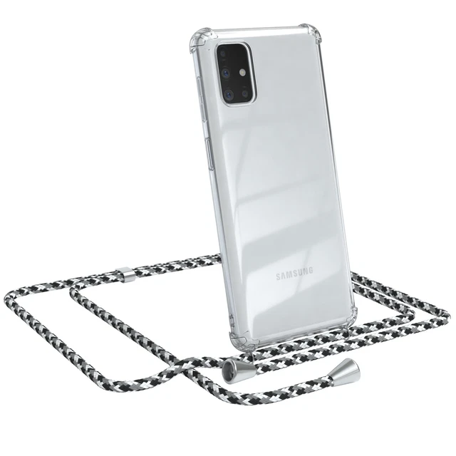 Pour Samsung Galaxy M51 Portable Pour Accrocher Chaîne Corde Noir Camouflage