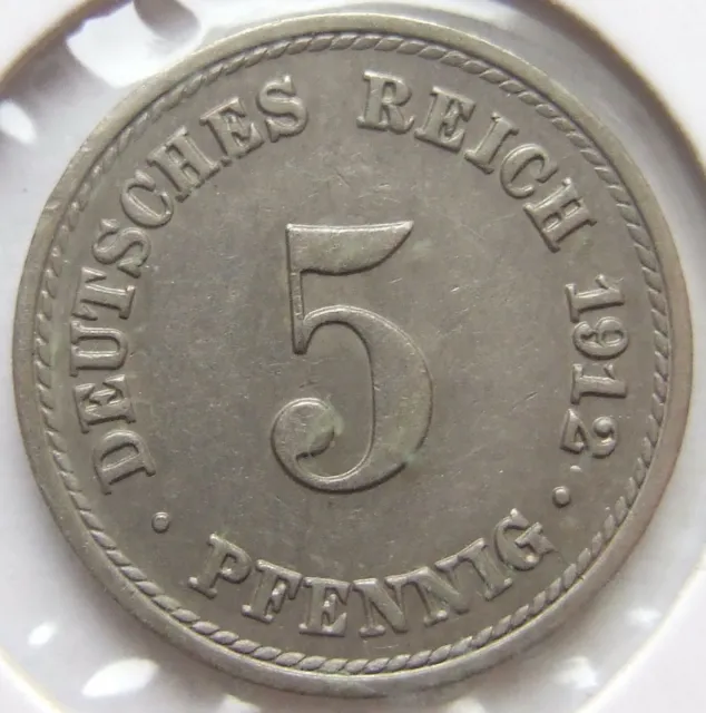 Moneta Reich Tedesco Impero Tedesco 5 Pfennig 1912 A IN Quasi Extremely fine