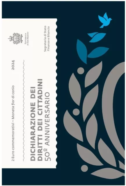 San Marino 2 Euro 2024 50 Jahrestag der Erklärung der Bürgerrechte IM Folder