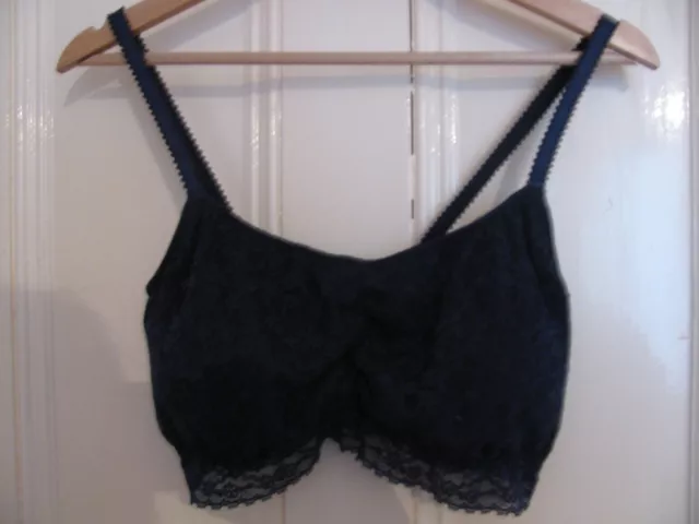 Blue Longline Lacy Non Wired Removable Cup Pads See Trough Back Bralette XL