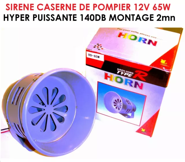 RARE PUISSANTE SIRENE CASERNE DE POMPIER 12V 65W 140db QUALITE MARINE PORTEE 1KM