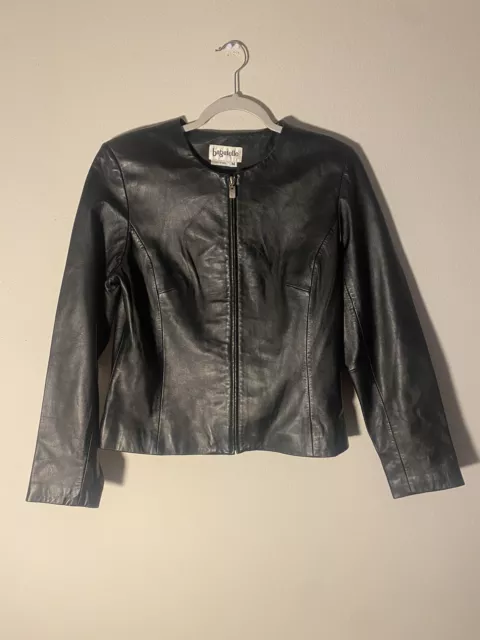 Bagatelle Womens Black Genuine Leather Jacket Soft  Size Medium