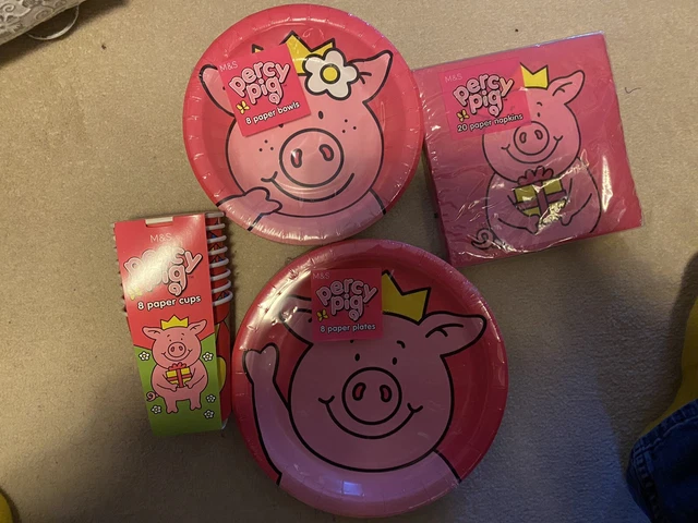 Mesa Marks & Spencer M&S Percy Pig 8 platos de fiesta y 8 tazones de fiesta servilletas NUEVA