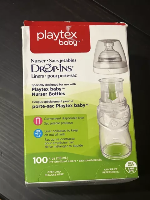 Playtex Baby Drop-Ins Liners for Nurser Bottles 4 oz 63 Count Partial Box READ