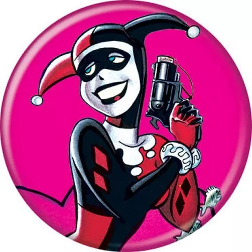 DC Comics Batman Harley Quinn With Popgun Pink Licensed 1.25 Inch Button 86110