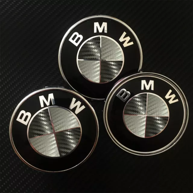 Black and Gray CARBON Fiber Roundel Decal for BMW BADGE EMBLEMS Rims Hood Trunk