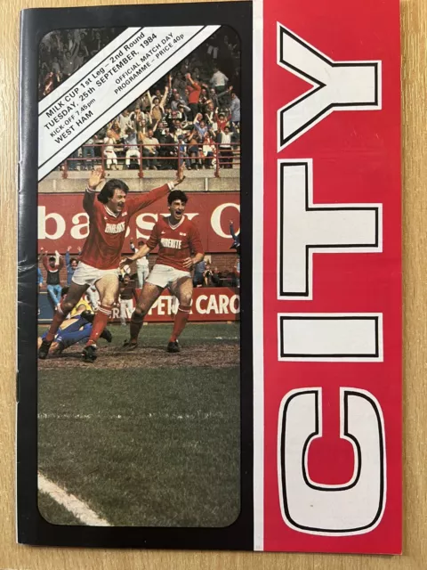 84/85 Bristol City v. West Ham United - Milk Cup R2 1st Leg.