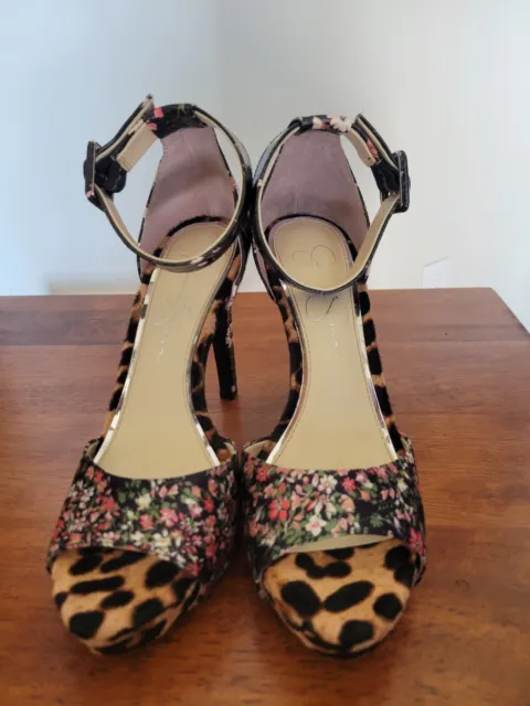 Jessica Simpson Women's Floral Cheetah Stilletto High Heels 7 M